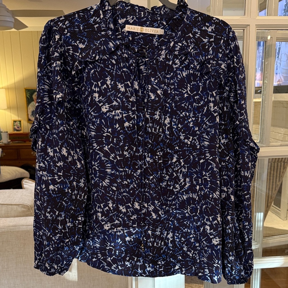 Marie Oliver Navy and White Blouse